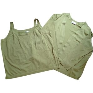 Talbots Sweater Set, Tank Top & Cardigan, Matching, Women's Plus 2XL Olive Green